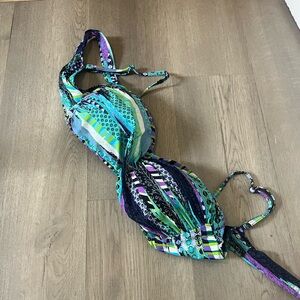 Profile By Gottex Multicolor Bikini Top in Teal, Purple & Black